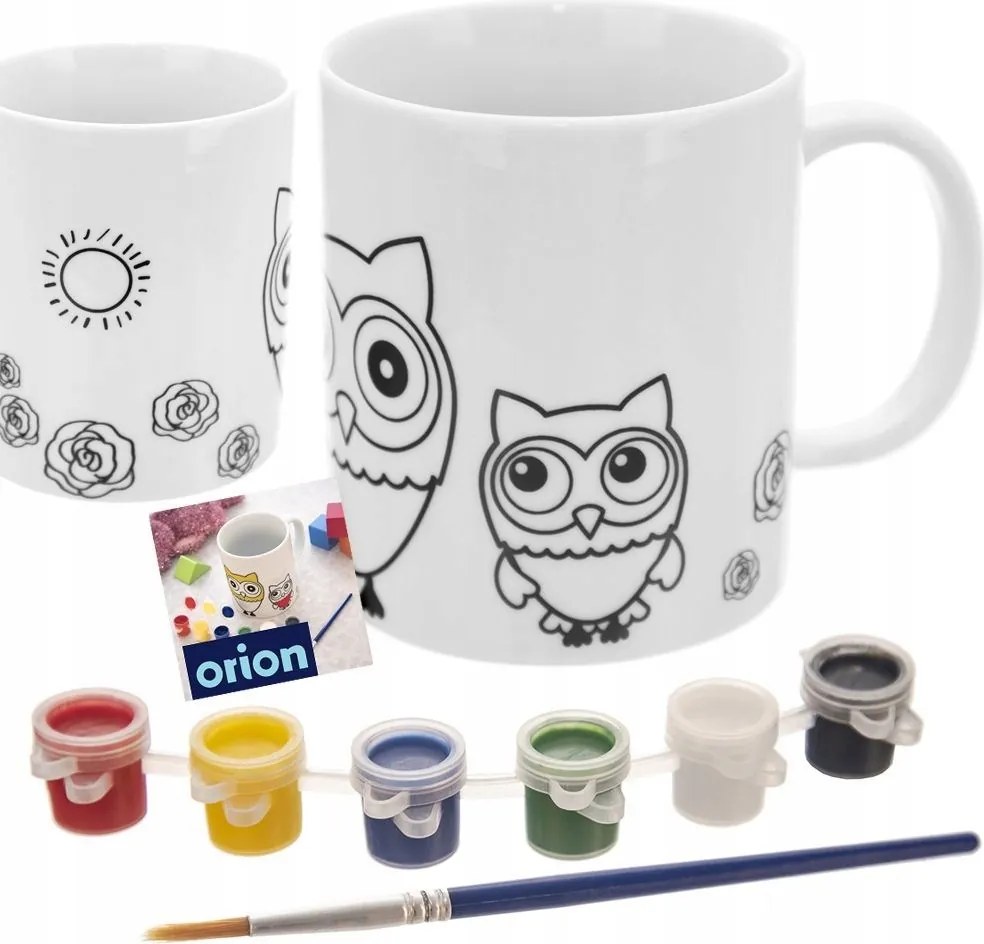 Italfestő bögre festék ecset Bagoly