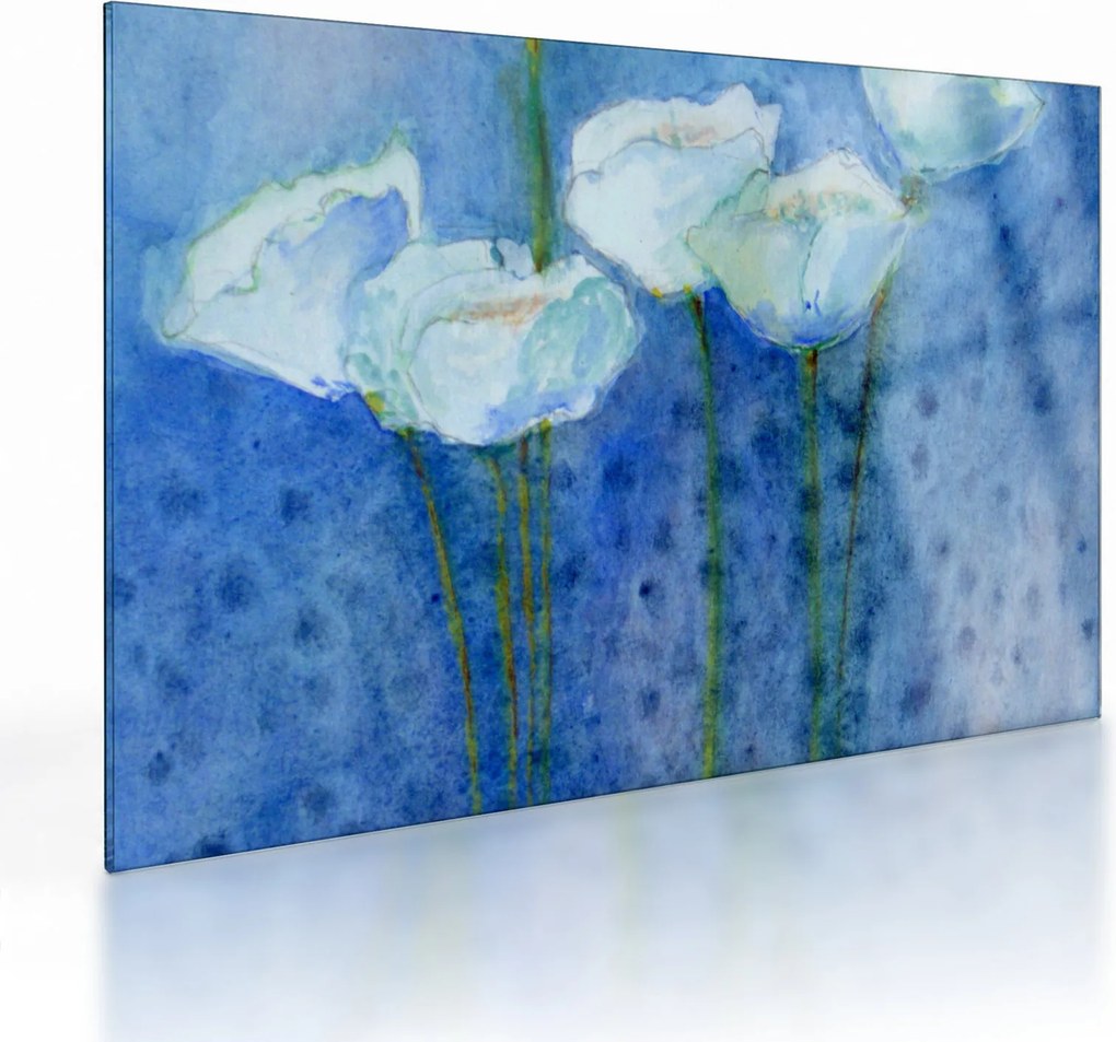 Kép - fehér tulipán (üvegen) (70x50 cm)