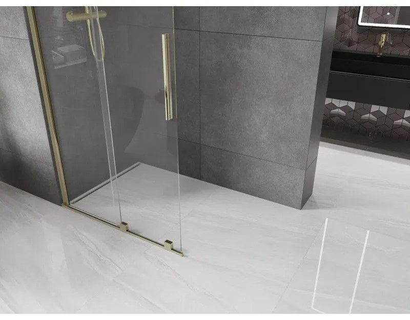 Mexen Velar, nyílásba tolóajtó Walk-In 90 cm, 8 mm átlátszó üveg, arany fényes, 871-090-000-03-50