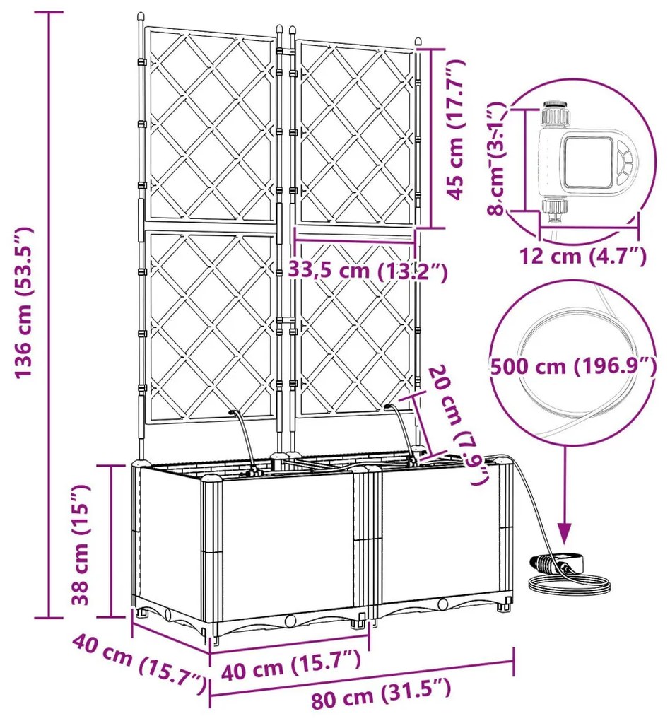 Kerti ültetők Fekete 80 x 40 x 142 cm Acél