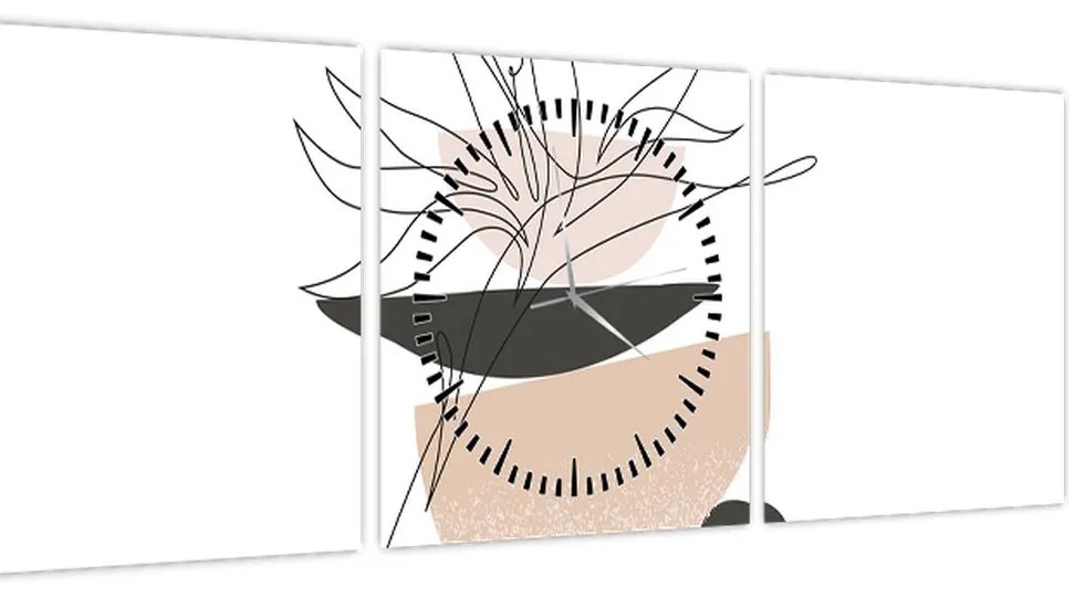 Kép - Vonal művészeti virágok N⁰1 (órával) (90x30 cm)