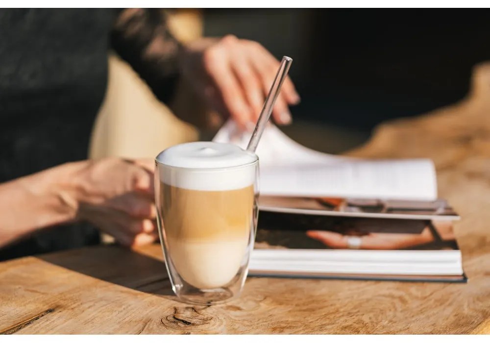 Üveg duplafalú bögre szett lattéhoz 6 db-os 350 ml – Vialli Design