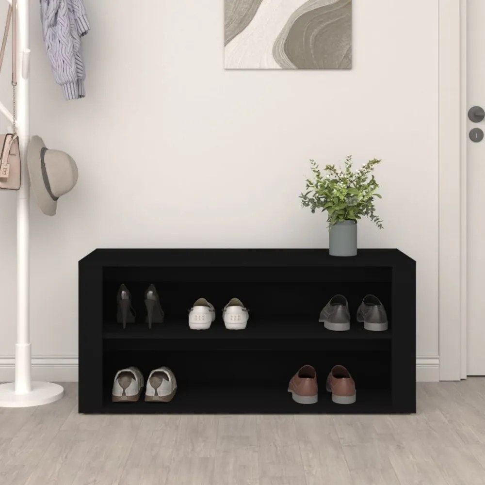 fekete szerelt fa cipőtartó 100x35x45 cm