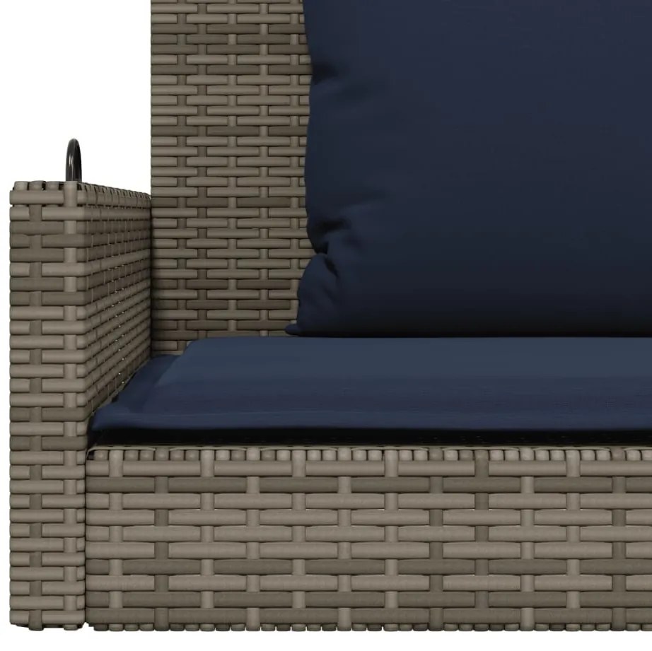 szürke polyrattan hintapad párnákkal 119 x 56 x 48 cm
