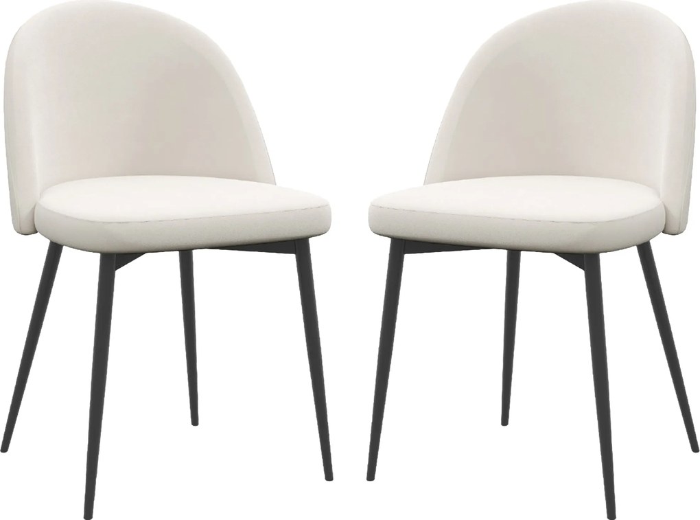 HOMCOM 2 db-os étkezőszék készlet skandináv konyhai szék, bársonyos kárpitozás, meredeken futó fém lábakkal, nappaliba és étkezőbe, krém | Aosom