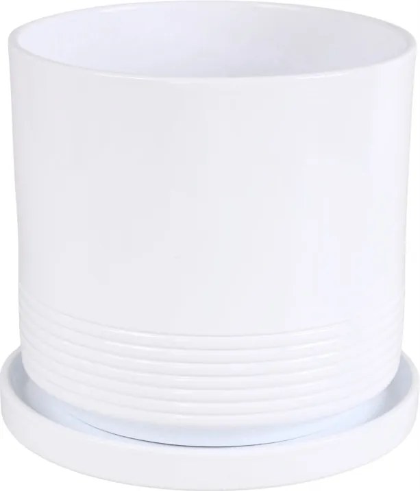 Kerámia kaspó állvánnyal fehér 18x19 cm