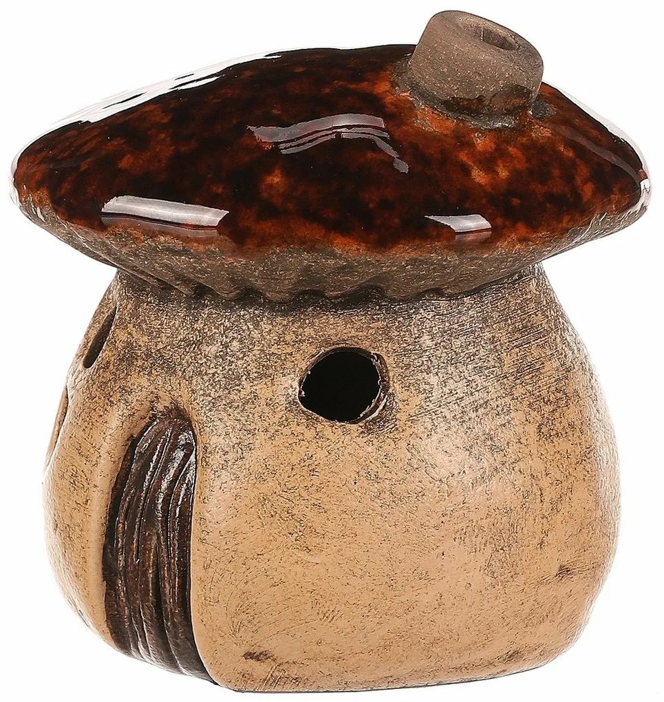 Gomba házikó gyertyatartó, barna, 12 x 12 x 13 cm
