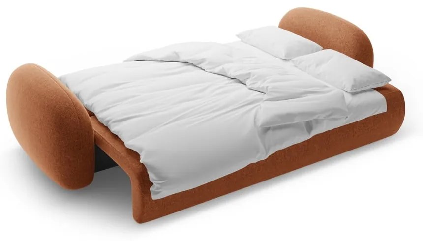 Téglavörös zsenília kinyitható-tárolóhelyes kanapé 262 cm Tonale – Cosmopolitan Design