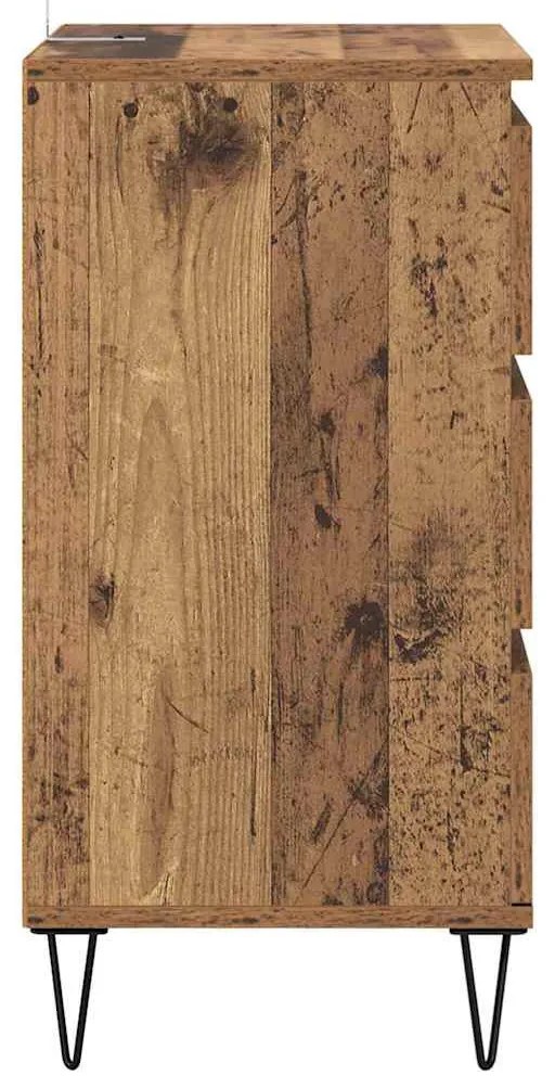 Széf fiókkal Öreg fa 40 x 35 x 70 cm Műszaki fa és vas