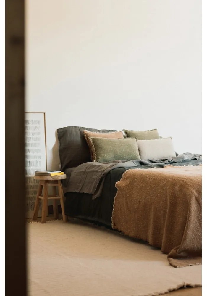 Okkersárga pamut takaró 130x180 cm Handloom – Lorena Canals