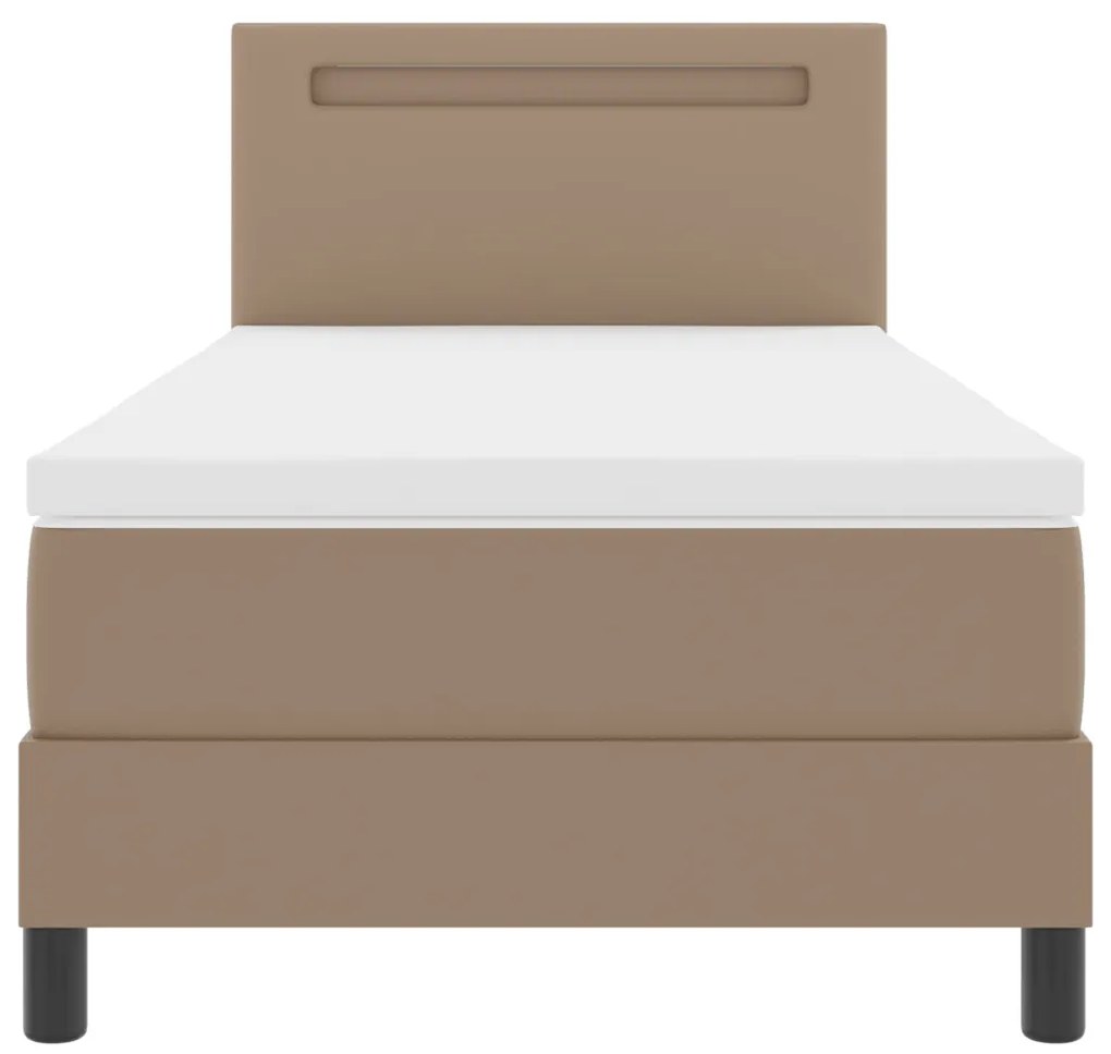 Boxspring Ágy Matraccal, Kávébarna, 100 x 200 cm, Műbőr