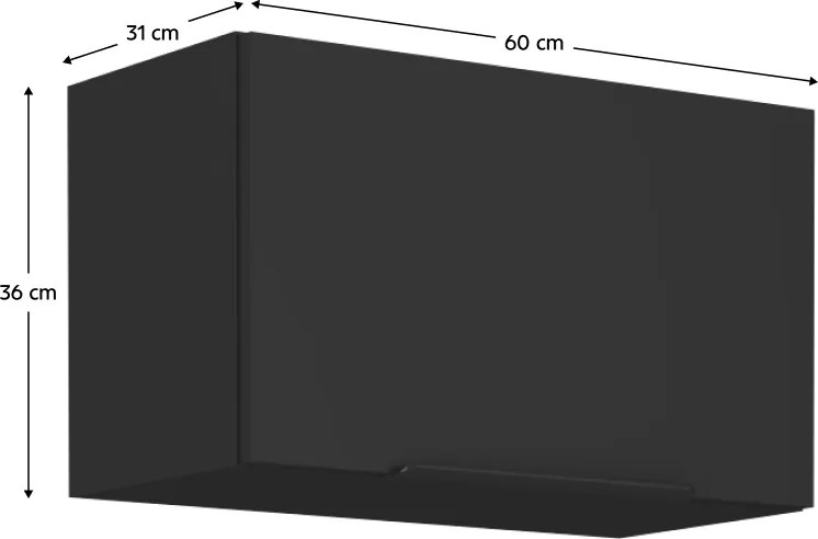 Felső szekrény, fekete, SIBER 60 GU-36 1F