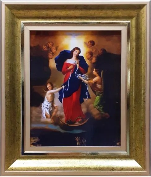 Vászonkép 20x25cm Szűzanya csomóoldó keret sima arany