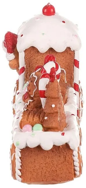 Karácsonyi dekoráció Mézeskalács vonat kétkocsival, polirezín