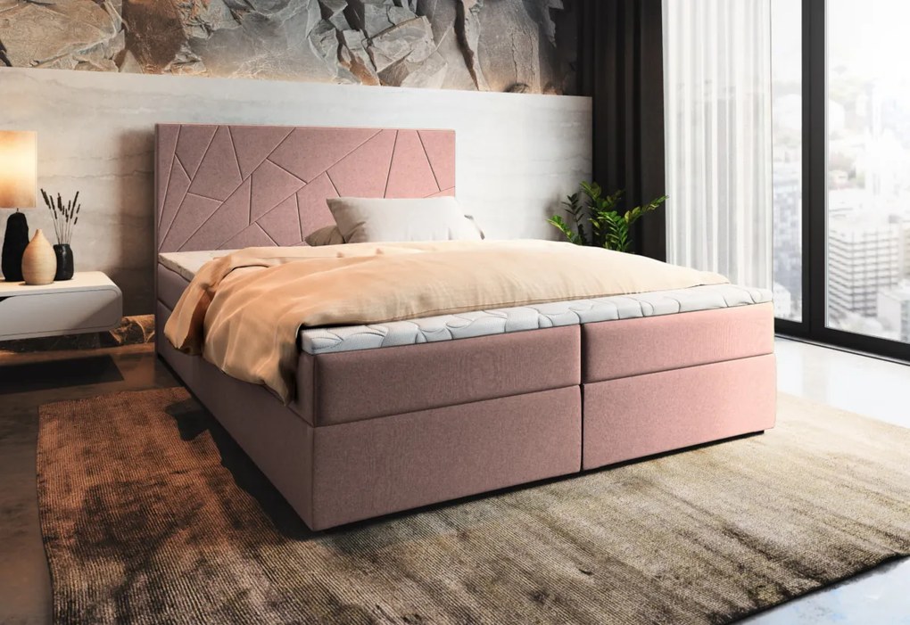 LADO boxspring kárpitozott ágy, 140x200, inari 91