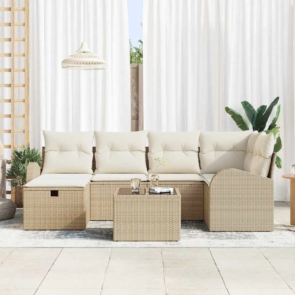 Kerti Kanapé Szett 7 pcs bézs és krémszínű 234 x 124 x 85 cm