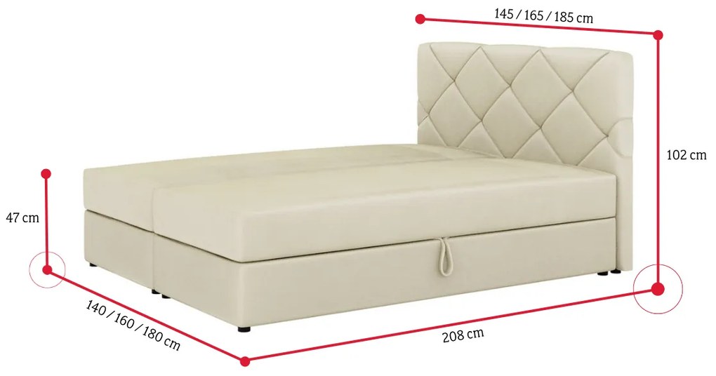 SCARLETT boxspring kárpitozott ágy, 160x200, itaka 39