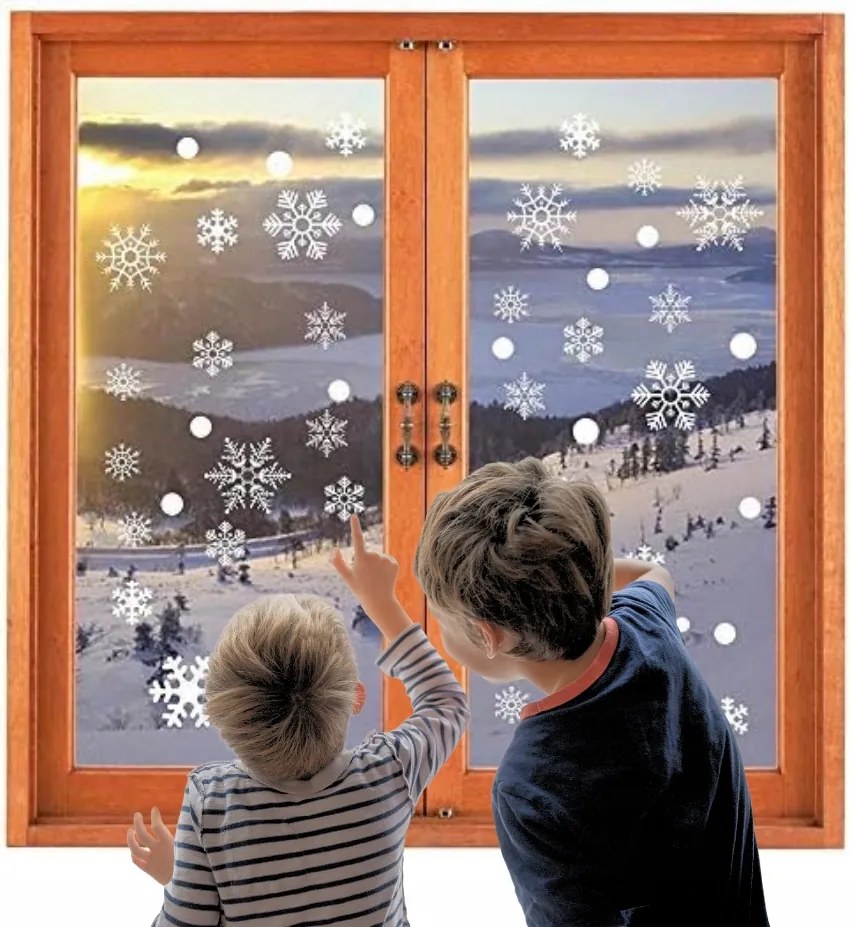 Karácsonyi Matricák Ablakdíszek Hópehely Karácsony