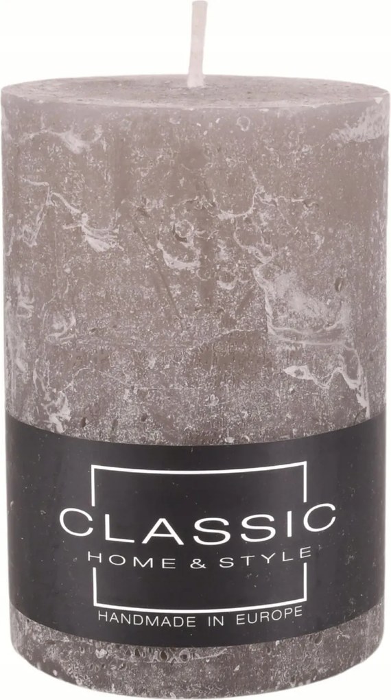 Elegáns dekoratív gyertya Rustic oszlop 70/100 bézs-szürke