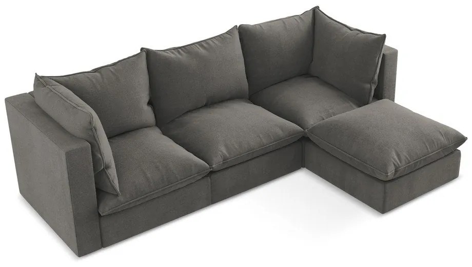 Sötétszürke sarokkanapé (jobb oldali-heverő résszel) Manao – Makamii