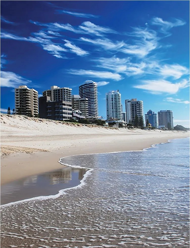 Fotótapéta Tengerpart Város Ég Homok és Vinyl Felhők 184x254 +ragasztó