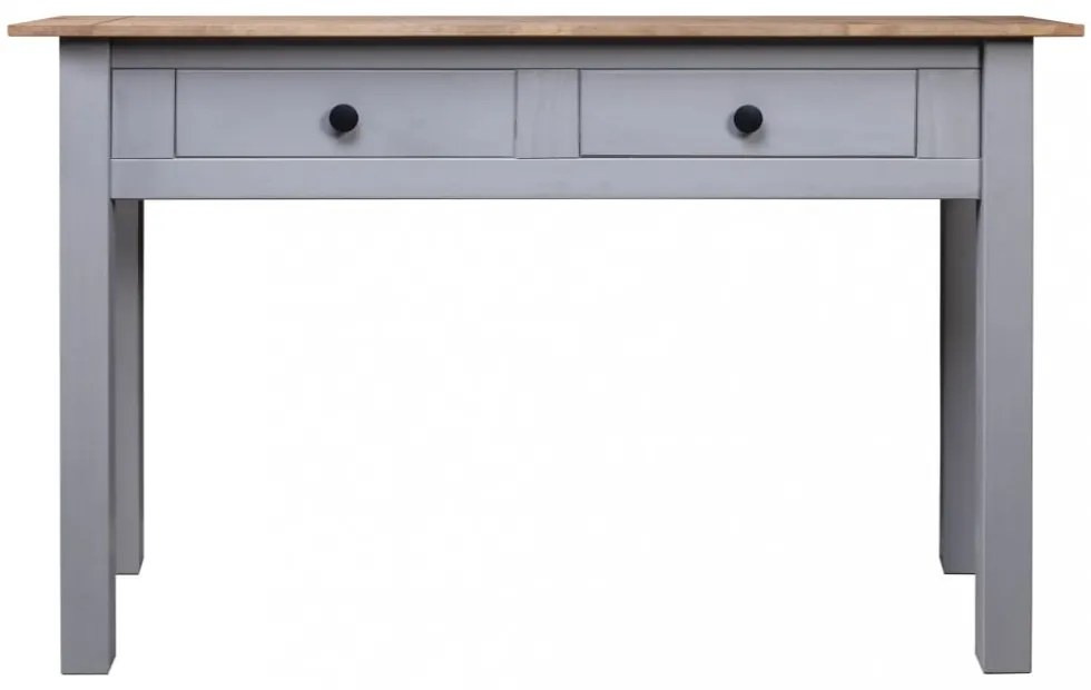 szürke tömör fenyőfa panama konzolasztal 110 x 40 x 72 cm