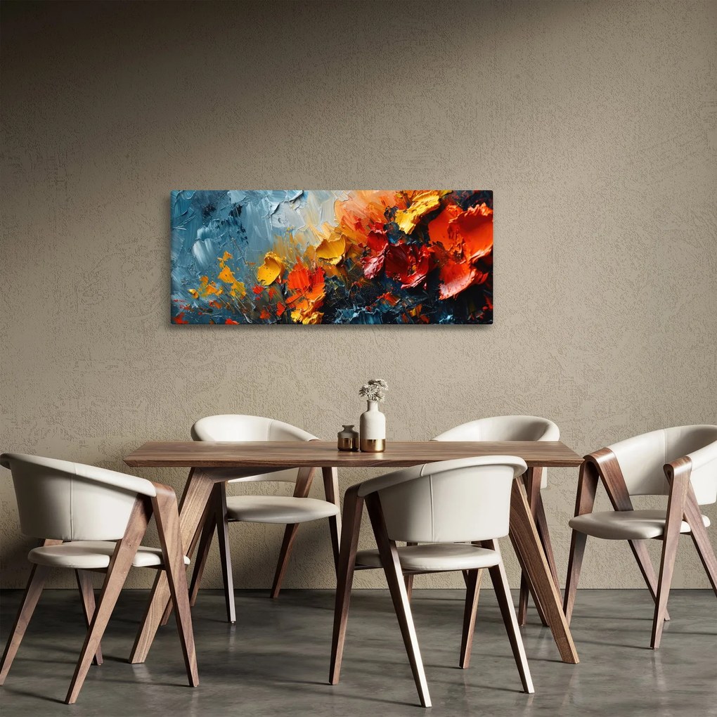 Kép - Virágok absztrakt festménye III. (120x50 cm)