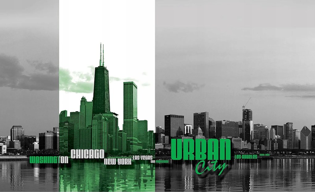 Fotótapéta Urban Fekete-fehér város Horizont 254x184 vinil +ragasztó