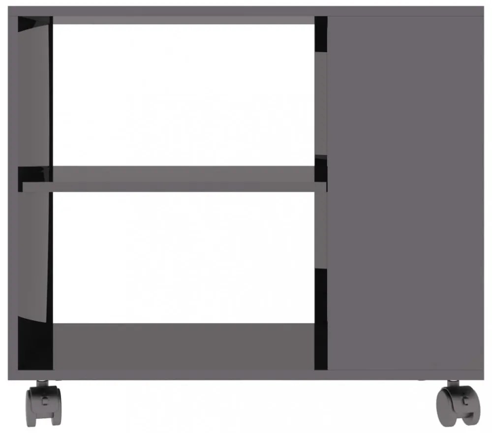 magasfényű szürke szerelt fa kisasztal 70 x 35 x 55 cm