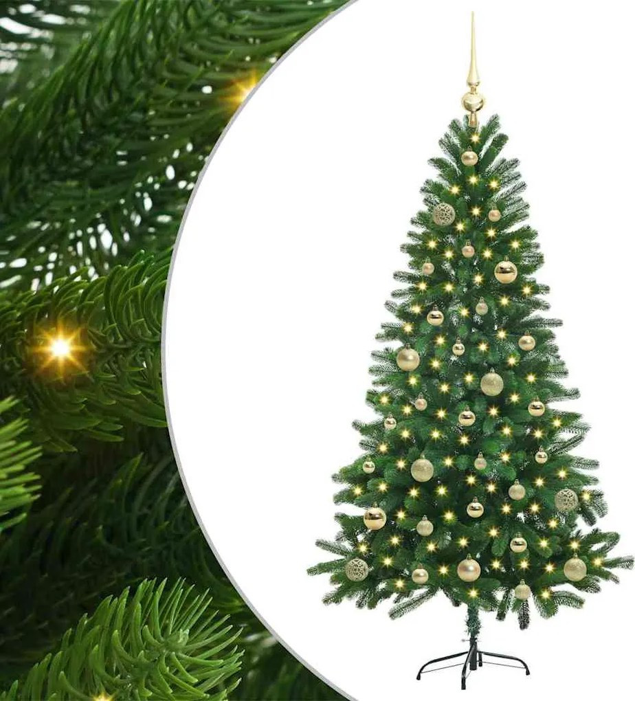 vidaXL Karácsonyfa 150 LED-del állvánnyal Zöld 150 cm PE