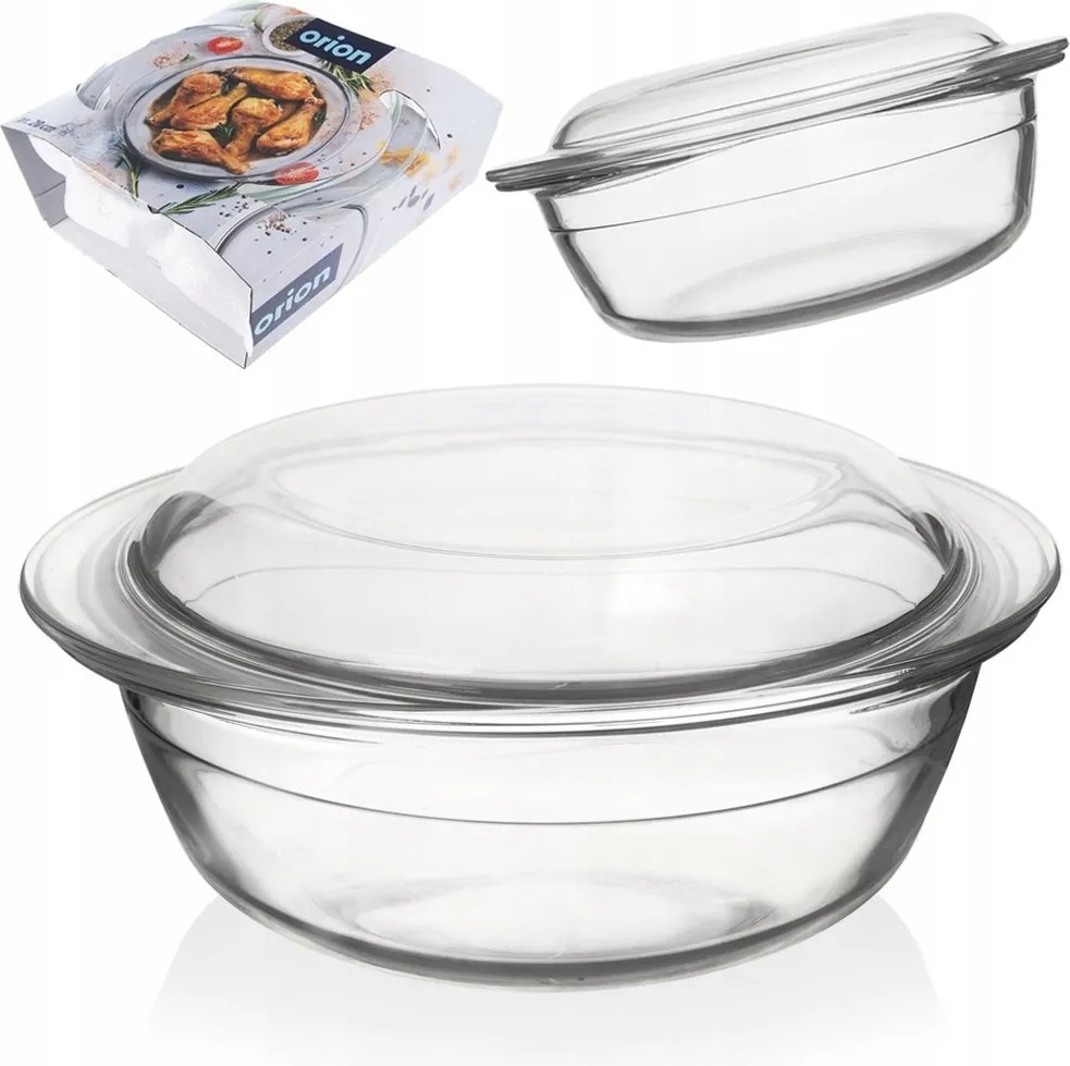 Hőálló üveg edény brittfanna sütőfedél 1,5L