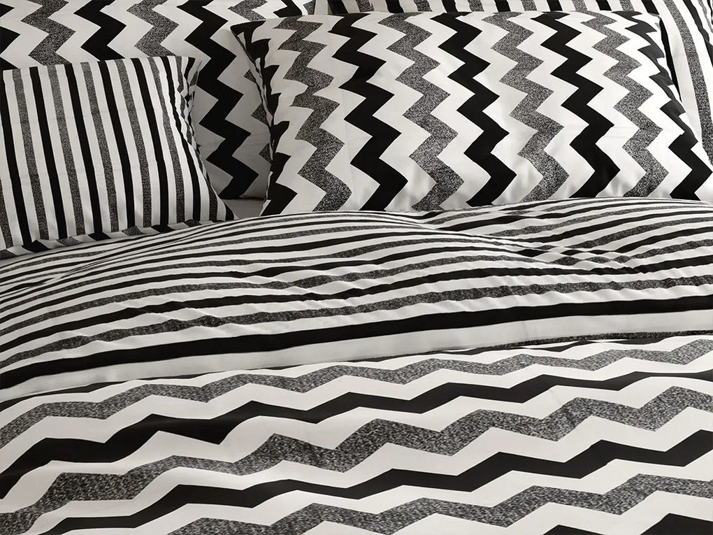 Renforcé pamut ágyneműhuzat CSÍK fekete-fehér Ágyneműhuzat mérete: 70 x 90 cm | 140 x 200 cm