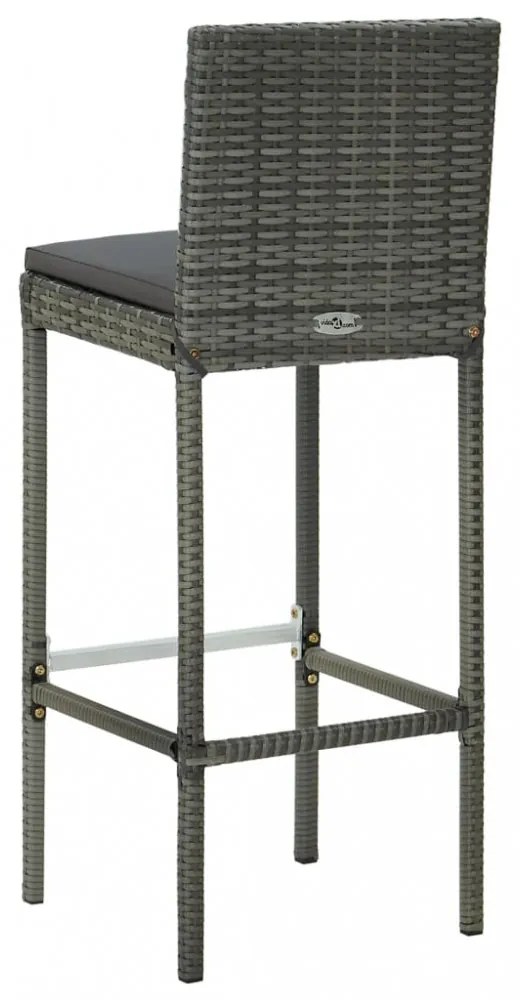 7 darabos szürke polyrattan kerti bárszett párnákkal