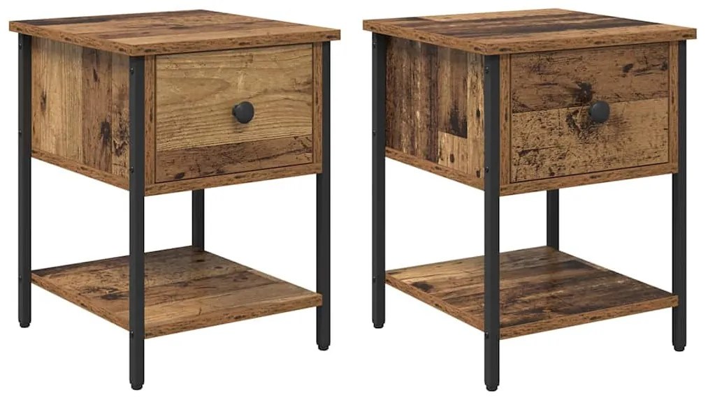 Éjjeli asztal fiókkal 2 pcs Régi fa 34 x 35,5 x 45 cm Faanyag