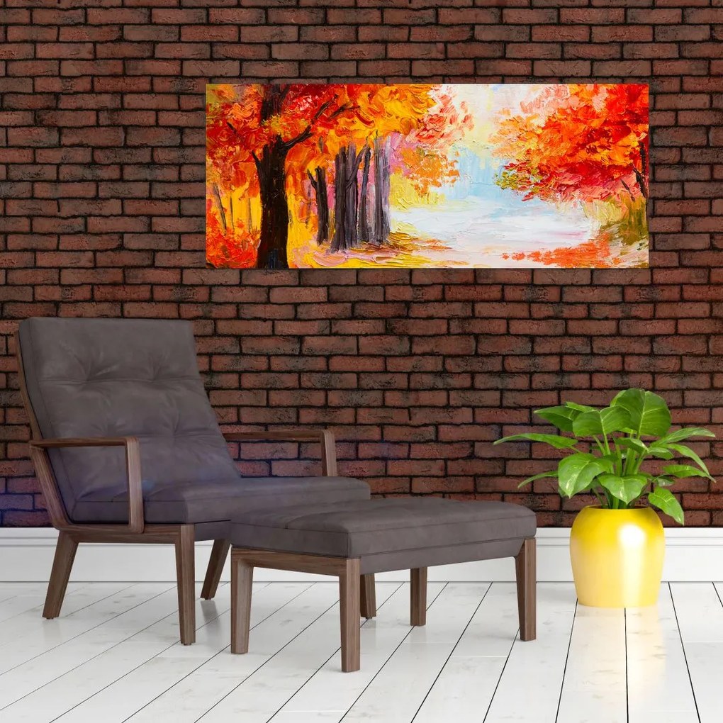 Kép - olajfestmény, színes ősz (120x50 cm)