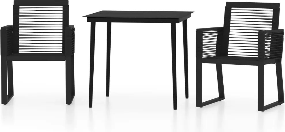 vidaXL 3 részes fekete kerti étkezőgarnitúra