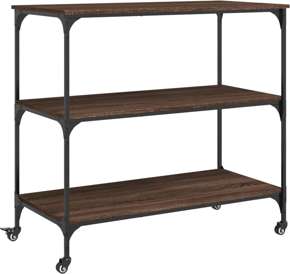 vidaXL barna tölgyszínű szerelt fa konyhai kocsi 102 x 50 x 95 cm