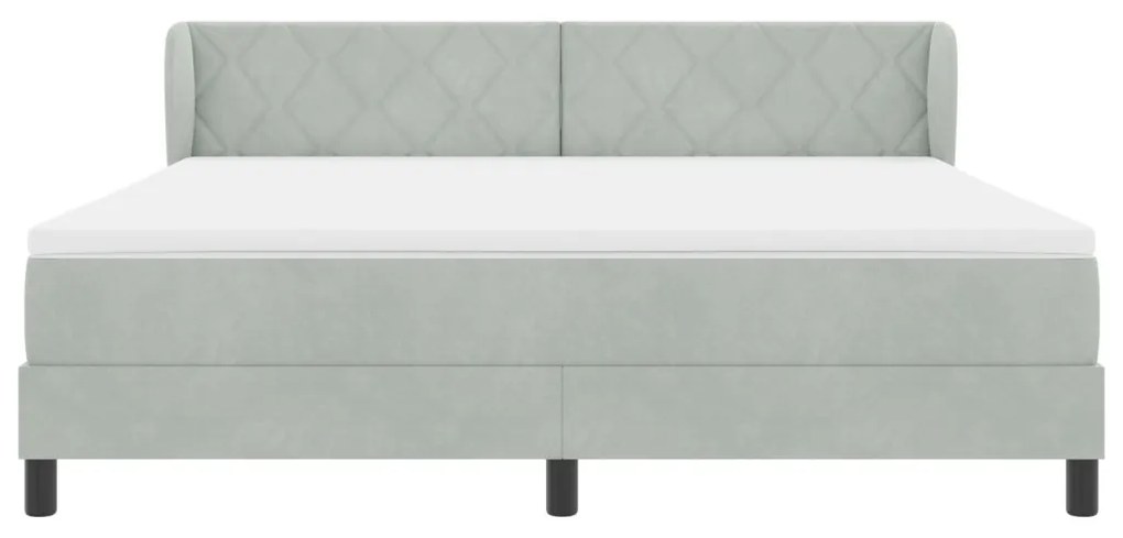 Boxspring Ágy Matrac Világosszürke 180x200 cm, Bársonyos
