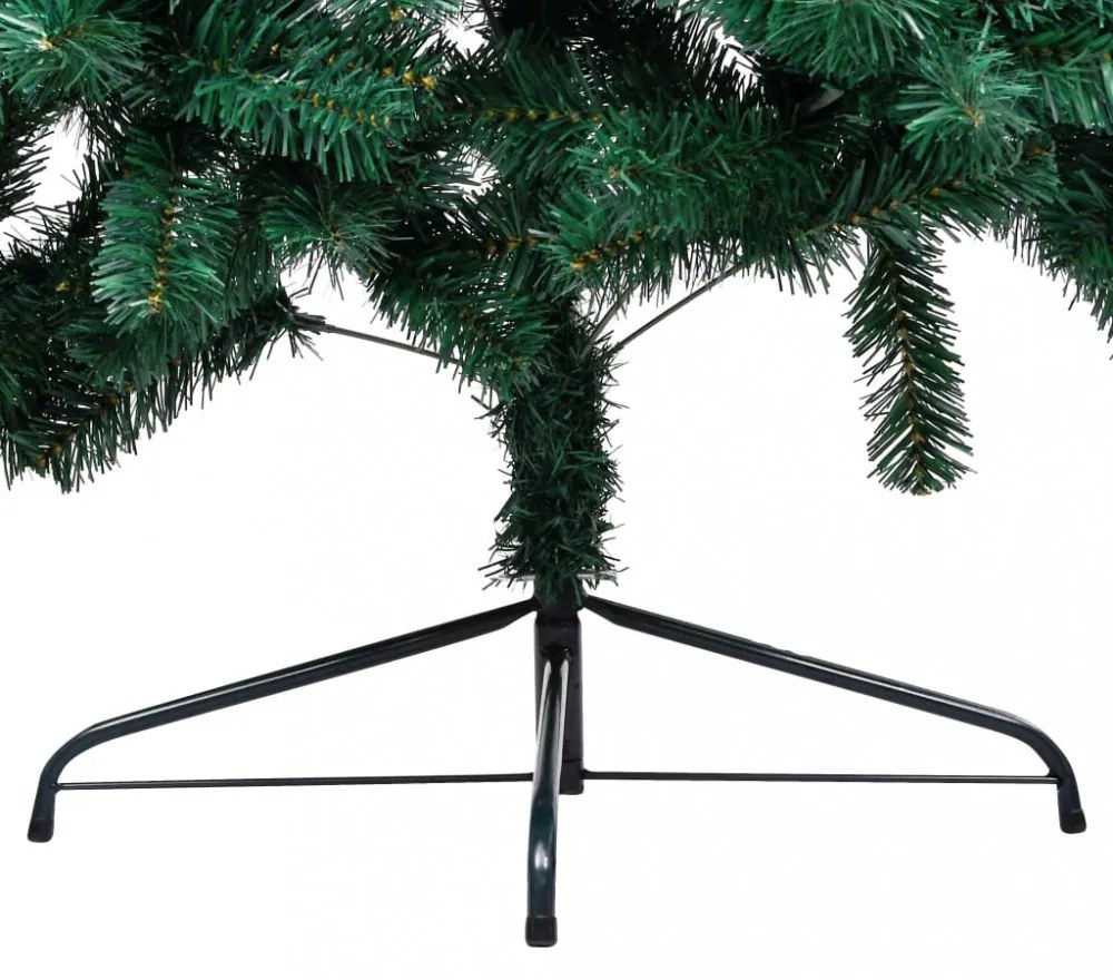 zöld megvilágított fél műkarácsonyfa gömb szettel 150 cm