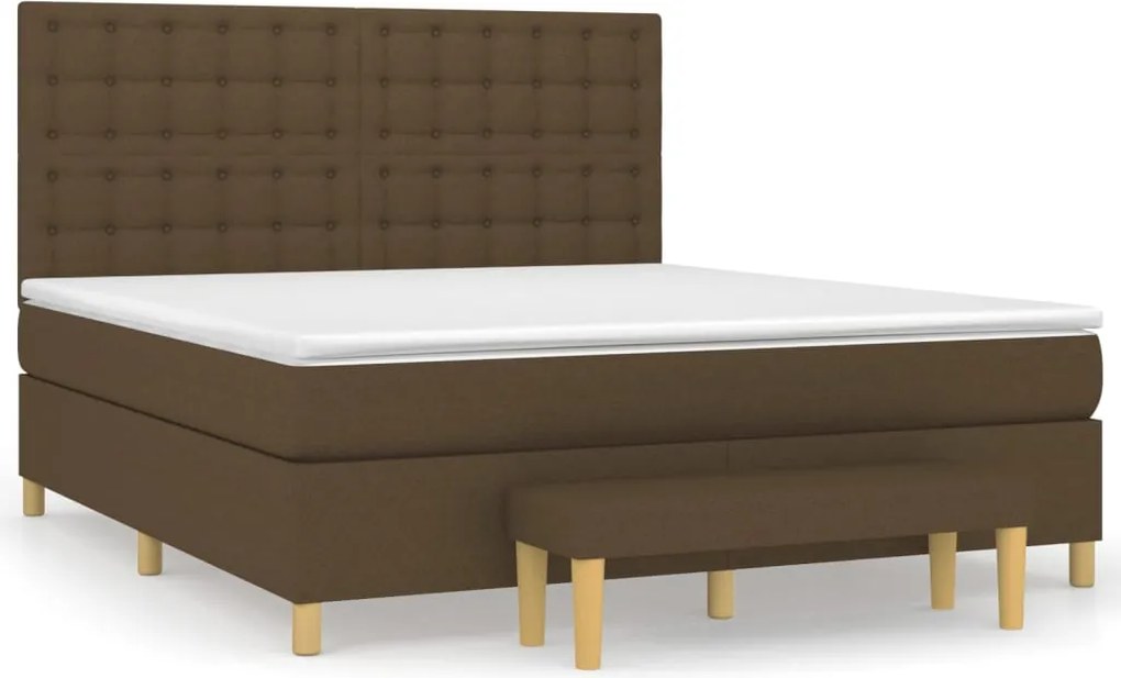 vidaXL sötétbarna szövet rugós ágy matraccal 160 x 200 cm