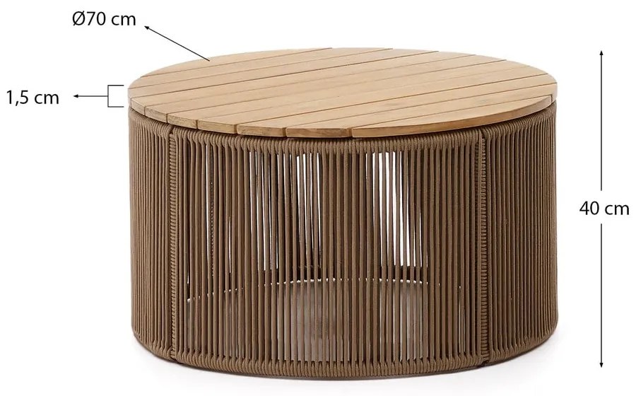 Kerek kerti dohányzóasztal akácfa asztallappal ø 70 cm Dandara – Kave Home