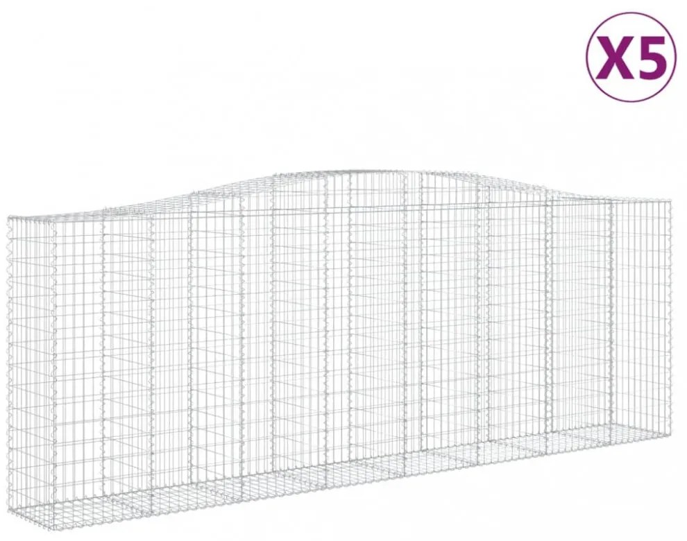 vidaXL 5 db íves horganyzott vas gabion kosár 400x50x140/160 cm