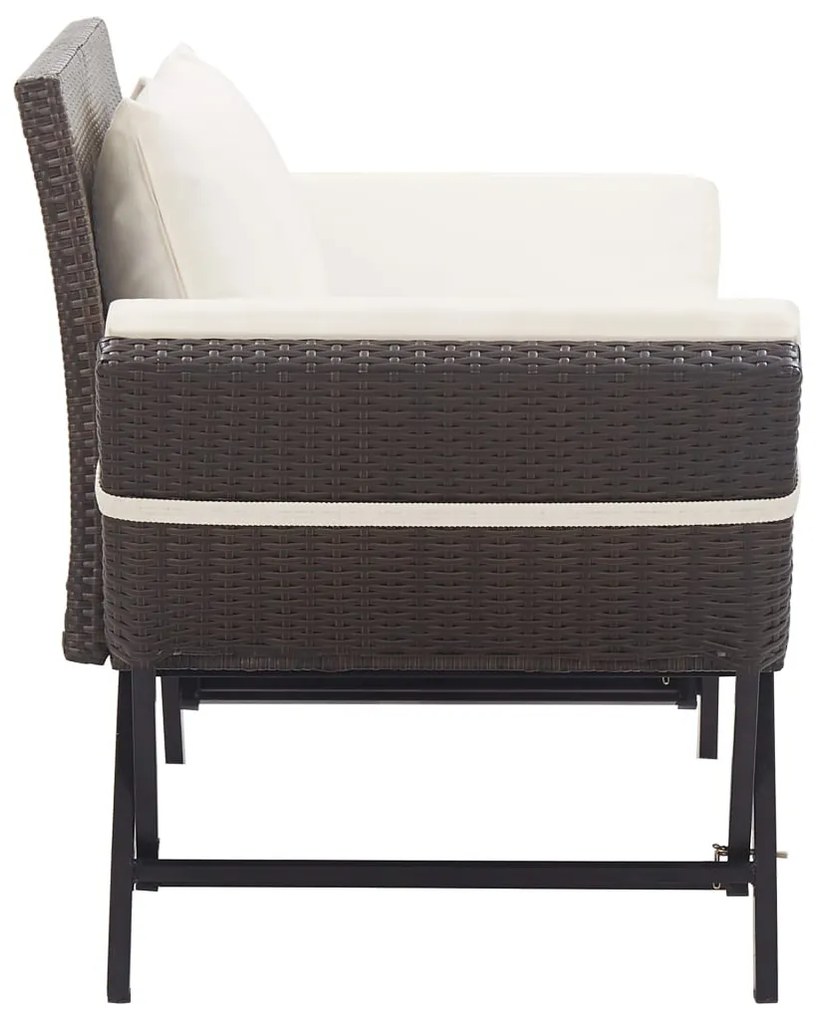 barna polyrattan kerti pad párnával 176 cm