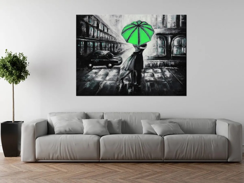Gario Kézzel festett kép Zöld csók az esoben Méret: 120 x 80 cm