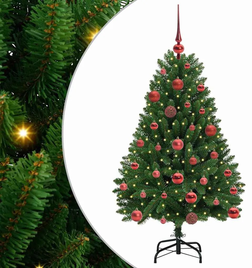 Mű karácsonyfa 150 LED-del állvánnyal Zöld 120 cm PVC és fém