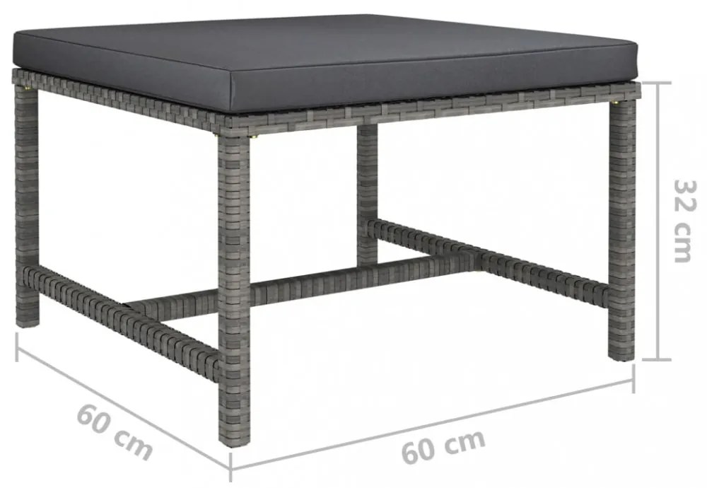 szürke polyrattan elemes lábtartó párnával