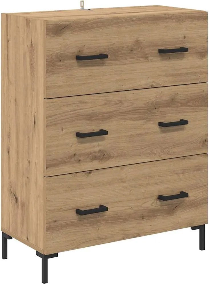 vidaXL Széf fiókkal Artisan tölgy 69,5 x 34 x 90 cm Műszaki fa és vas