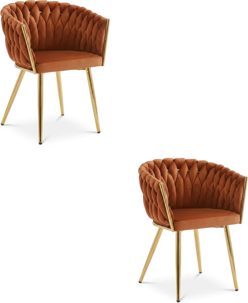 Bársony étkezőfotel ORION VELVET arany lábakkal, terrakotta színben