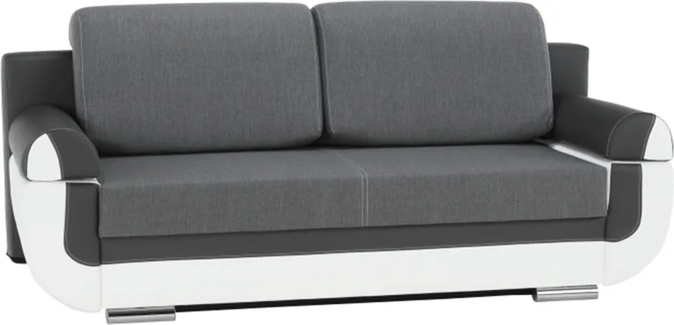 Kanapé, textilbőr fehér+szürke/szürke szövet, KARDYN