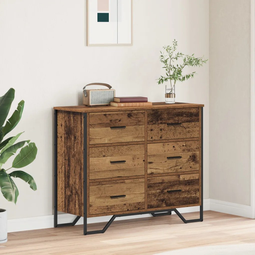 vidaXL Fiókos Szekrény Régi Fa 91x35.5x74.5 cm Szerelt Fa